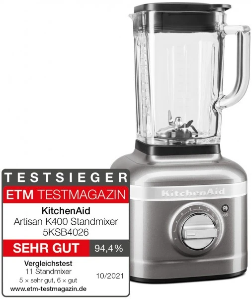 KitchenAid 5KSB4026EMS Artisan Standmixer Medaillon Silber – Bild 4