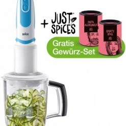 Braun MQ 5060 Twist MultiQuick 5 VarioFit Stabmixer Inkl. Just Spices Weiß/blau